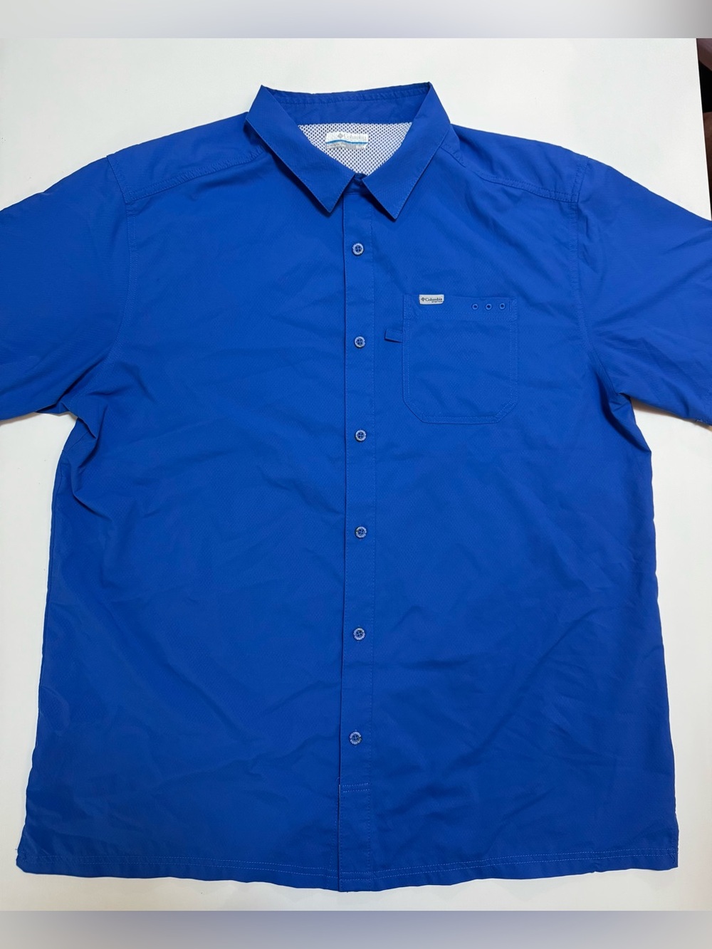 Columbia PFG Men's Blue Short Sleeve Button-Up Fishing Shirt XL/T